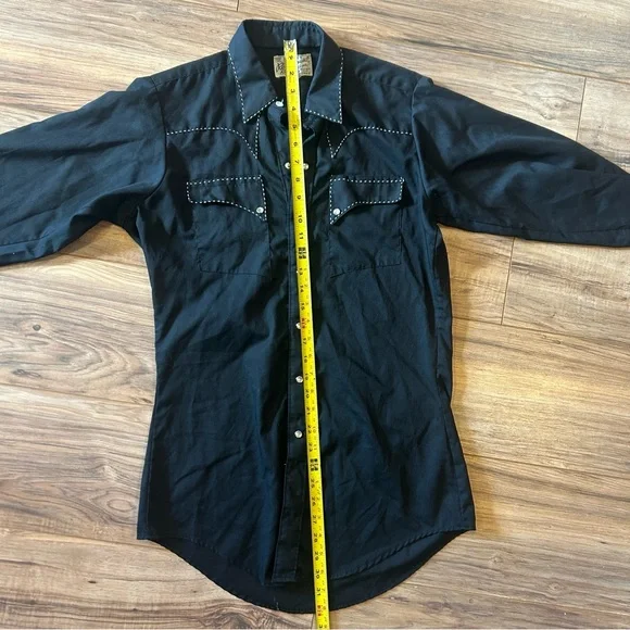 Vintage Rockmount Ranch Wear Black Pearl Snap Western Cowboy Shirt USA M/L - Picture 4 of 4